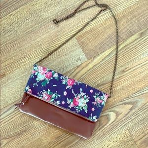 Floral fold over cross body purse